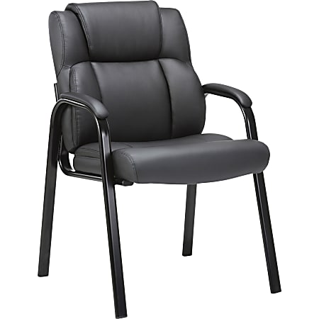 Lorell® Bonded Leather High-Back Guest Chair, Black