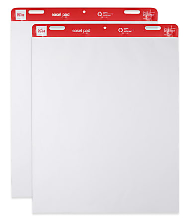 Office Depot® Brand Easel Pads, 27" x 34", 50 Sheets, 30% Recycled, White, Pack Of 2