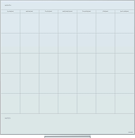 U Brands® Frameless Floating Non-Magnetic Glass Dry-Erase Monthly Calendar Board, 36" X 36", Frosted White (Actual Size 35" x 35")
