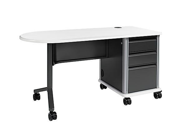 HON® SmartLink™ Workstation, Single-Pedestal Right With 3 Drawers, 30" x 24" x 60", Charcoal