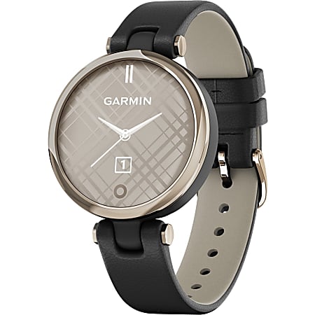Line Garmin Lily Smart Watch - Women - Heart Rate Monitor, Pulse Oximeter Sensor, Accelerometer, Ambient Light Sensor  - TFT LCD - Touchscreen - Bluetooth - 120 Hour - 1.34" - Black, Cream Gold Case