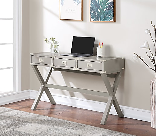 Office Star Wellington 47 W Writing Desk With Power Gray Office