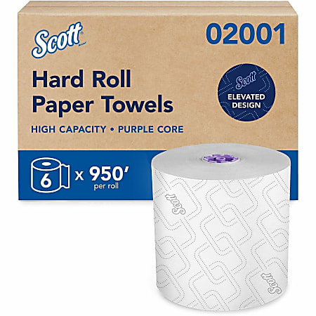 Scott Essential High Capacity Hard Roll Paper Towels with Elevated Design and Absorbency Pockets, 950’ Per Roll, 6 Rolls Per Case