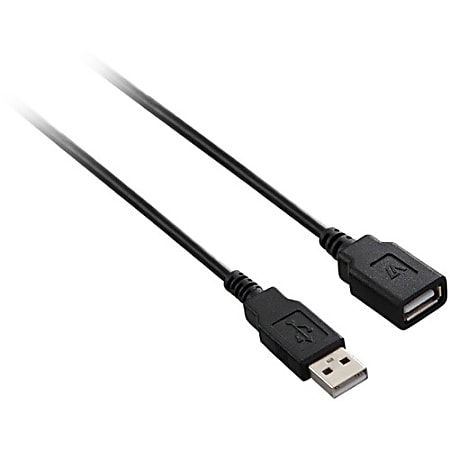 V7 USB Cable - 3.28 ft USB Data Transfer Cable for Digital Camera, Printer, Scanner, Media Player - First End: 1 x USB 2.0 Type A - Male - Second End: 1 x USB 2.0 Type A - Female - 480 Mbit/s - Extension Cable - Shielding - 28 AWG - Black