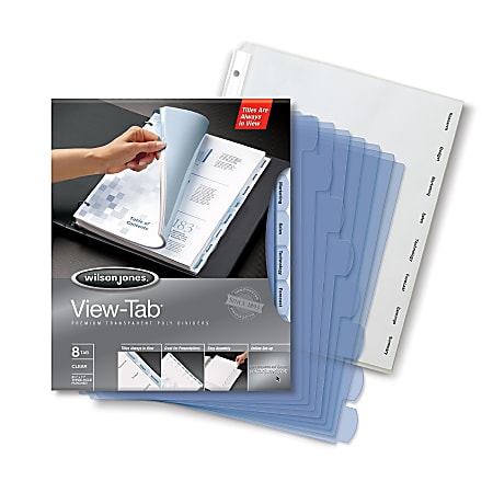 Wilson Jones® View-Tab® Transparent Dividers, 8-Tab, Clear