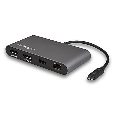 StarTech.com Mini Thunderbolt 3 Dock - MacBook Pro & Windows - Dual 4K 60Hz DisplayPort Docking Station - Bus Powered - Mini Thunderbolt 3 dock lets you create a dual-monitor bus powered workstation with Dual 4K 60Hz DisplayPort displays