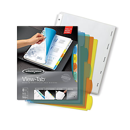 Wilson Jones® View-Tab® Transparent Dividers, 8-Tab, Multicolor