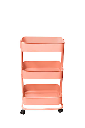 We R Memory Keepers 3-Tier Steel Rolling Storage Cart, 36 1/2" x 17" x 17", Coral