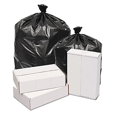 General Waste Can Liners, 60 gal, 1.6 mil, 38"x58", Black, 100/Carton - 60 gal - 38"x 58"x1.60 mil (41 Micron) Thickness - H7658UKG