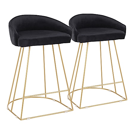 LumiSource Canary Contemporary Counter Stools, Gold/Black, Set Of