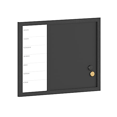 Martha Stewart Everette Magnetic Weekly Calendar Dry EraseChalk Board 18 x  24 Black Woodgrain - Office Depot