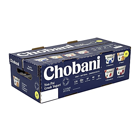 Chobani Greek Yogurt, 5.3 Oz, Assorted Flavors, Pack Of 16