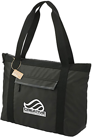 Custom Promotional NBN All-Weather Promotional Recycled Tote, 20&rdquo; x 13-3/4&rdquo;, Black