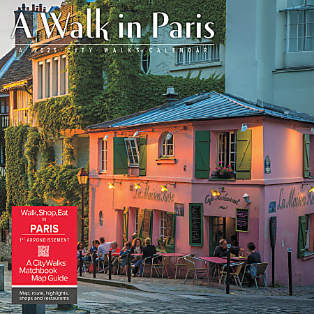 2025 Willow Creek Press Scenic Monthly Wall Calendar, 12" x 12", Walk in Paris, January To December, 41222