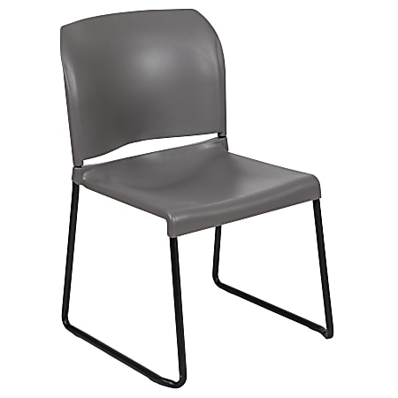 Flash Furniture HERCULES Full-Back Contoured Stacking Chair With Sled Base, Gray/Black