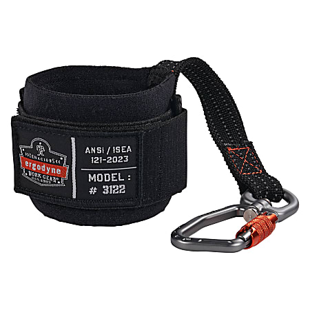 Ergodyne Squids 3122 Pull-On Wrist Tool Lanyard, 7", Black