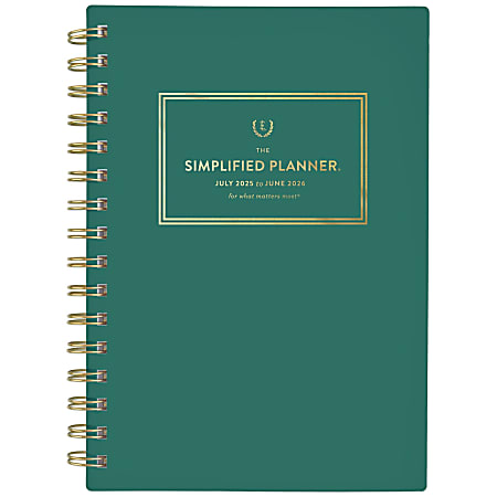Simplified by Emily Ley for AT-A-GLANCE® Academic 2025-2026 Weekly Monthly Planner, Green, Small, 5 1/2" x 8 1/2"