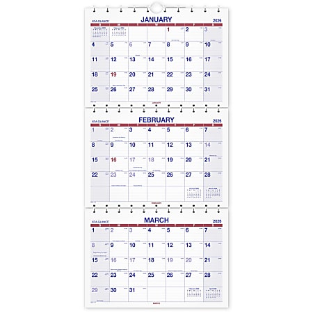AT-A-GLANCE® 2026 Move-A-Page Three Month Wall Calendar, Large, 12" x 27"