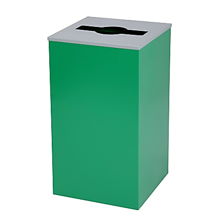 Alpine Industries Stainless-Steel Trash Bin With Mixed Opening Lid, 29 Gallon, 30”H x 16-15/16”W x 16-15/16”D, Green