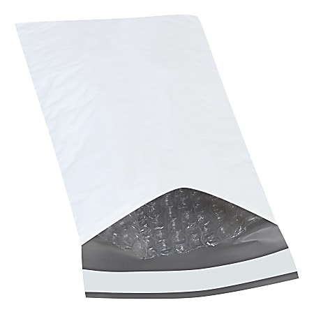 Partners Brand Bubble-Lined Poly Mailers, 5" x 10", White, Case Of 25 Mailers