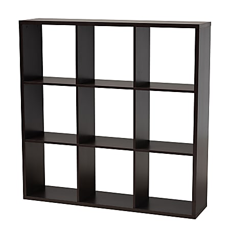 Baxton Studio 9-Cube Storage Shelf, 47-3/8”H x 47-3/16”W x 11-7/16”D, Dark Brown