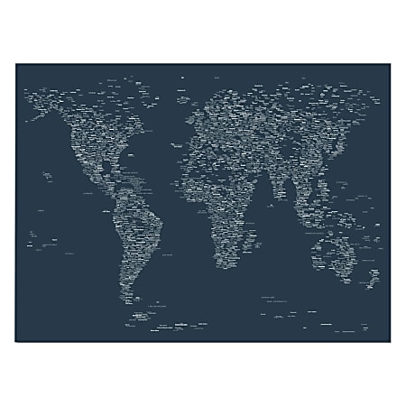 Trademark Fine Art Giclee Print On Canvas, Font World Map VI By Michael Tompsett, 18"H x 24"W