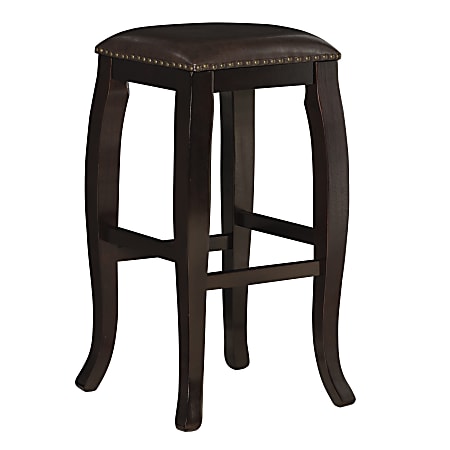 Linon Rockford Backless Faux Leather Bar Stool, Wenge/Brown