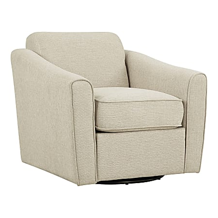 Office Star Cassie Fabric Swivel Accent Armchair, 29-1/2”H x 29-1/2”W x 32-3/4”D, Linen