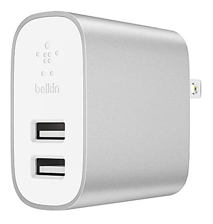 Belkin® Boost Charge 2-Port USB Home Charger, Silver, F7U049DQSLV