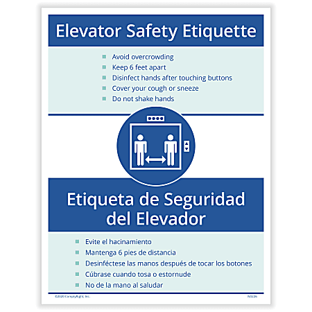 ComplyRight™ Coronavirus And Health Safety Posting Notice, Elevator Safety Etiquette, English 8-1/2" x 11"