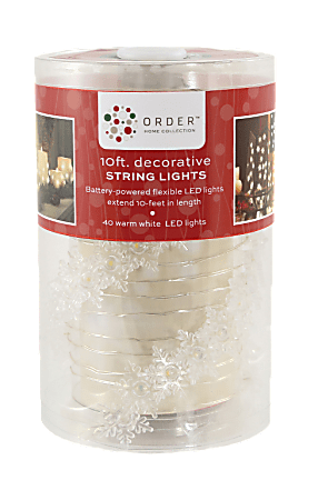 ORDER™ HOME COLLECTION LED String Lights, 10', 40 Bulbs, Snowflake Design, White