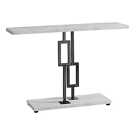 Monarch Specialties Metal Hall Console Table, Rectangular, Gray Cement/Black Nickel