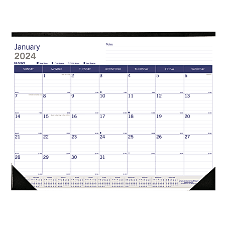 2024 Blueline® DuraGlobe Monthly Desk Pad Calendar, 22"