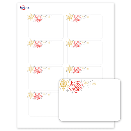 Avery Printable Christmas Adhesive Name Badges Rectangle 94366 2 13 x 3 ...
