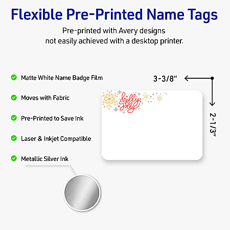 Avery Printable Christmas Adhesive Name Badges Rectangle 94366 2 13 x 3 ...
