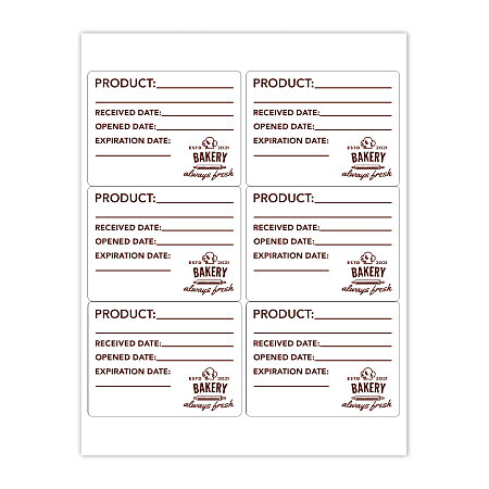 Custom 1-Color Laser Sheet Labels And Stickers, 3" x 4" Rectangle, 6 Labels Per Sheet, Box Of 100 Sheets