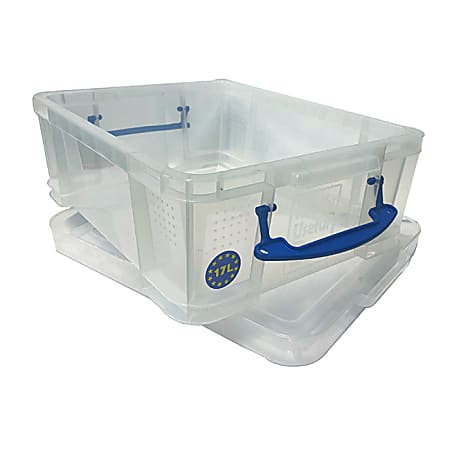 Really Useful Box Plastic Storage Container With Built In Handles And Snap  Lid 32 Liters 19 x 14 x 12 Clear - Office Depot