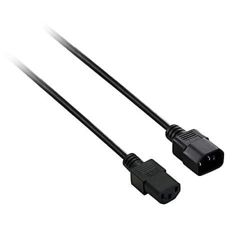 V7 Power Extension Cord - For Computer, Monitor, Printer, Scanner - Black - 6.60 ft Cord Length