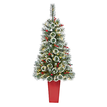 Nearly Natural Frosted Swiss Pine Artificial Christmas Tree, 52”H
