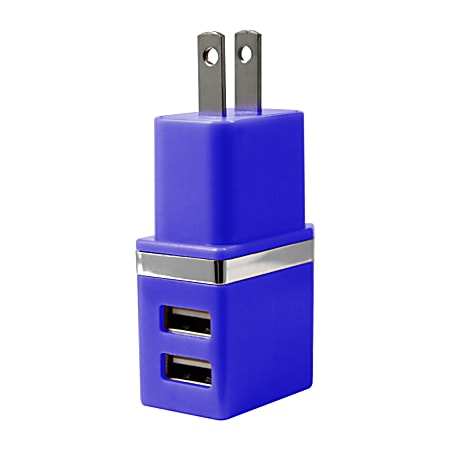 Duracell® Dual USB Wall Charger, Metallic Blue