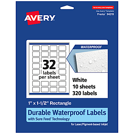 Avery® Durable Waterproof Permanent Labels With Sure Feed,