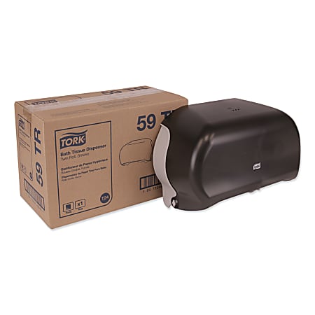 Tork Twin Standard Roll Bath Tissue Dispenser, Smoke