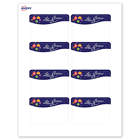 Avery Printable Christmas Adhesive Name Badges Rectangle 94366 2 13 x 3 ...