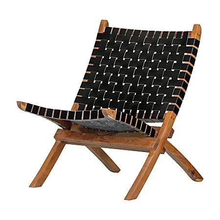 South Shore Balka Woven Leather Lounge Chair, Matte Black