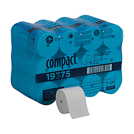 Compact by GP PRO, 2 Ply, Coreless Recycled Toilet Paper, 4x3.8, 100% Recycled, White, 1000 Sheets, 36 Rolls per Case