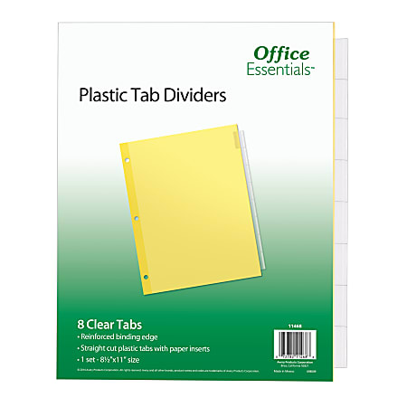 Avery&reg; Office Essentials&trade; Insertable Dividers, 8-Tab, 8 1/2" x 11", Buff/Clear