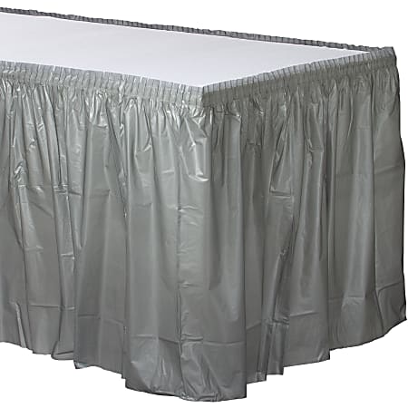 Amscan Plastic Table Skirts, Silver, 21’ x 29”,