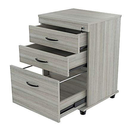 Inval 17-11/16"D Vertical 3-Drawer File Cabinet, Smoke Oak