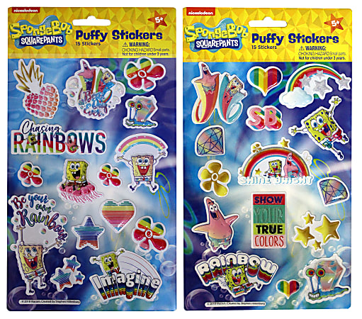 Inkology Puffy Stickers, SpongeBob SquarePants 20th Anniversary, Pack Of 6 Sheets