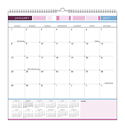 Divoga® Metro Monthly Wall Calendar, 12" x 12", January to December 2017
